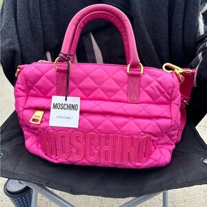 Moschino Fuchsia Quilted Satchel